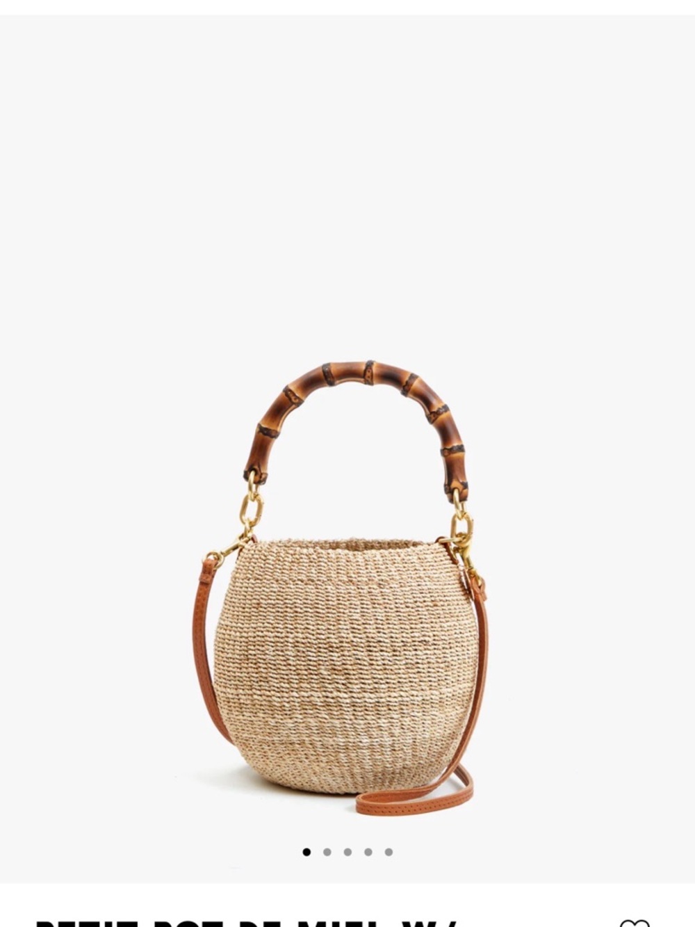 Clare V.  Petite Pot de Miel Bag Bamboo Handle Straw purse